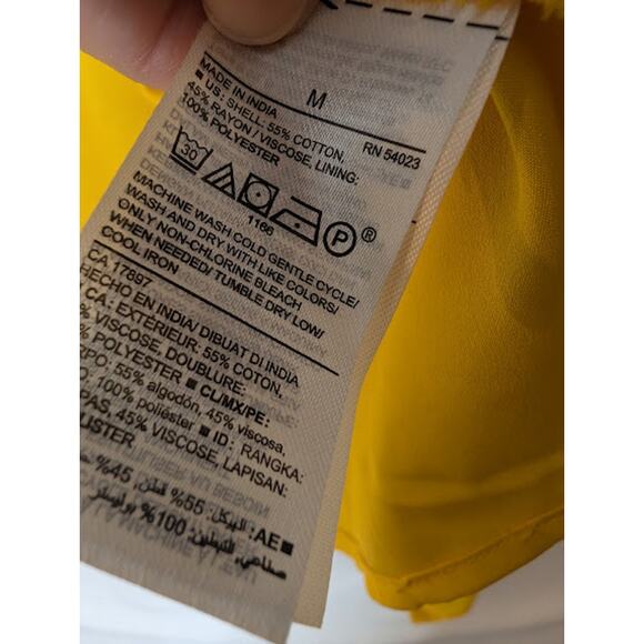 OLD NAVY Waist-defining Bell-Sleeve Faux-wrap Dress for Women yellow size M - Picture 13 of 14